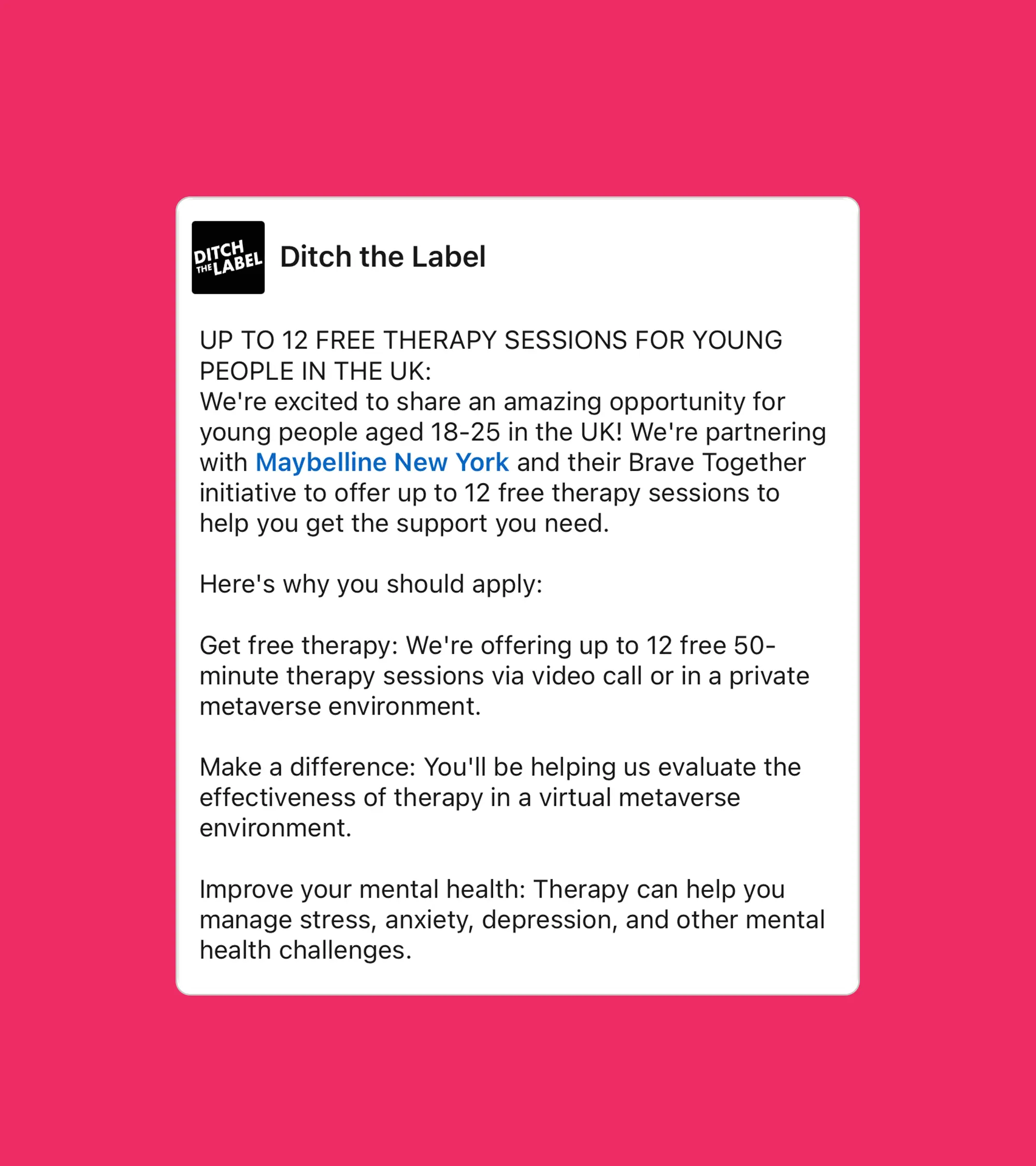 Ditch The Label Make Better Days Happen Maybelline Brave Together