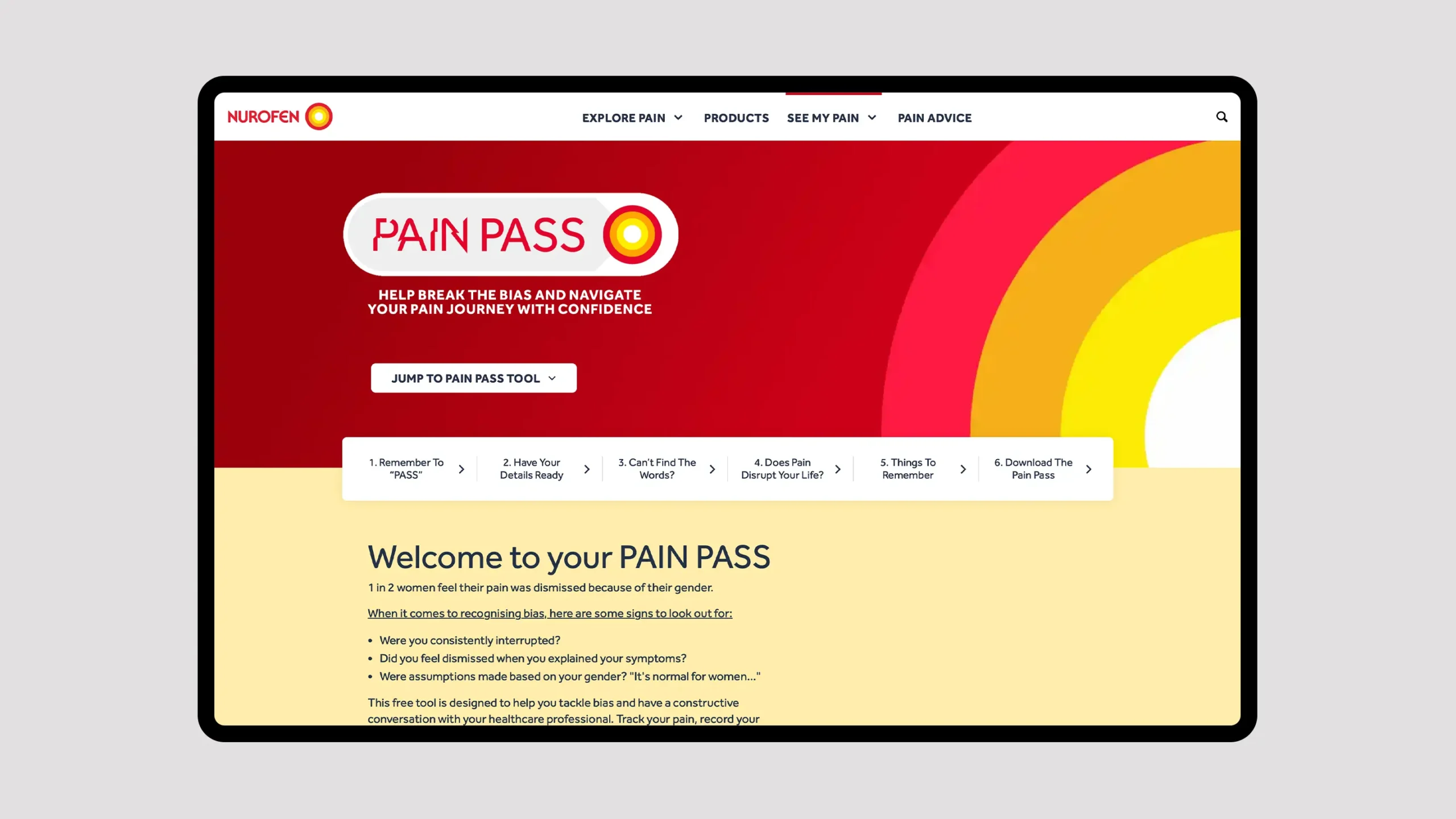Pain Pass website The Pain Pass See My Pain Nurofen